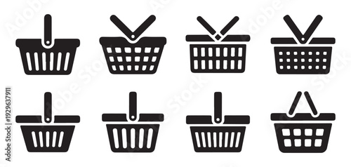 Shopping Basket and Bag Icon Set. Retail, E-commerce, Online Store Vector Collection. Vector illustration eps 10