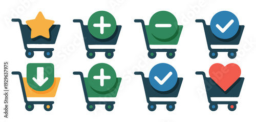 Shopping Cart and Basket Icon Set. E-commerce, Retail Store, Add to Cart Vector Collection. Vector illustration eps 10