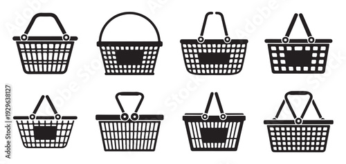 Shopping Cart and Basket Icon Set. E-commerce, Retail Store, Add to Cart Vector Collection. Vector illustration eps 10