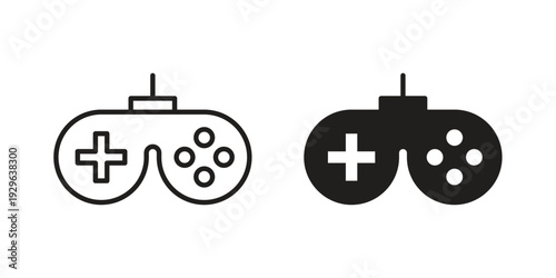 Game controller icons In Trendy Design Vector Eps 10, Editable Stroke and solid flat.