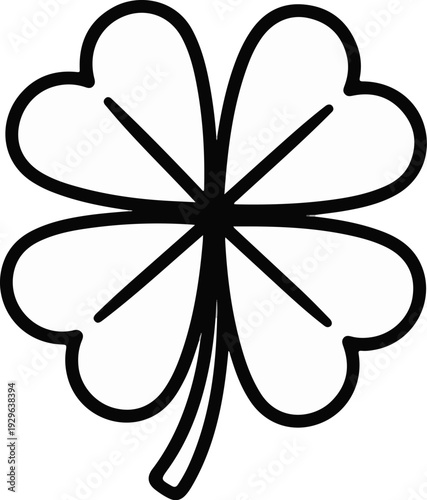 Stylized outline of a four-leaf clover with dark bold lines against a white background