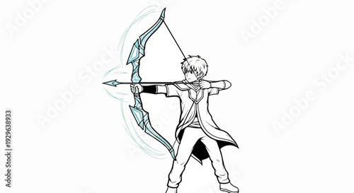 Anime-style archer with ornate, ice-themed bow and arrow