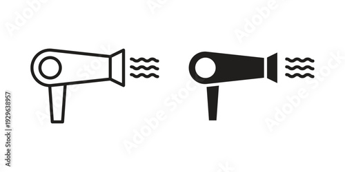 Hair dryer icons In Trendy Design Vector Eps 10, Editable Stroke and solid flat.