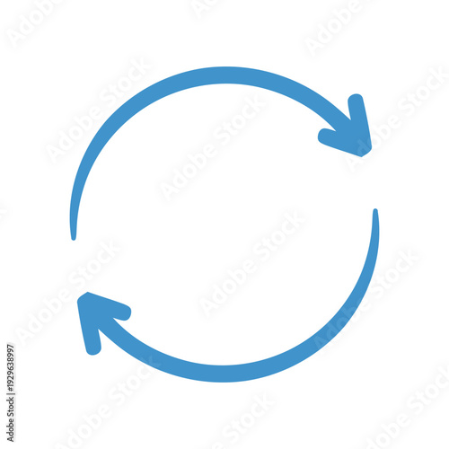 Blue Circular Arrows Symbol Indicating Refresh or Repeat Cycle on White Background