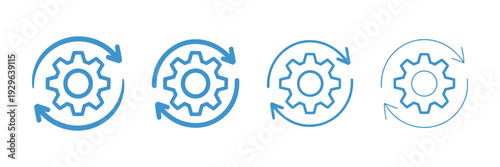 Gear Cycle Icons with Arrows Indicating Process Flow and Automation Vector Graphics