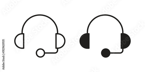 Headset icons In Trendy Design Vector Eps 10, Editable Stroke and solid flat.