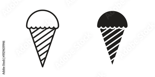 Ice cream cone icons In Trendy Design Vector Eps 10, Editable Stroke and solid flat.