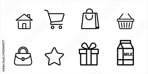 E commerce and shopping icons in a simple line style