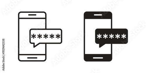 Otp sms password icons In Trendy Design Vector Eps 10, Editable Stroke and solid flat.
