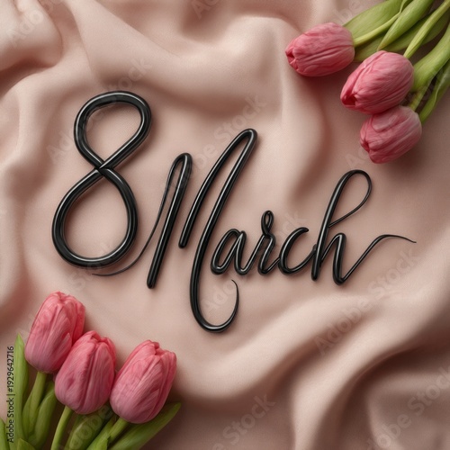 The image is set on a pink background with a floral border