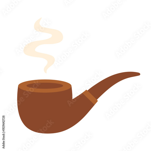 Smoking pipe illustration in flat style. Irish festive accessory for St. Patrick celebration, party decor, holiday print, traditional character design. Vector. Hand drawn. Isolated white background.