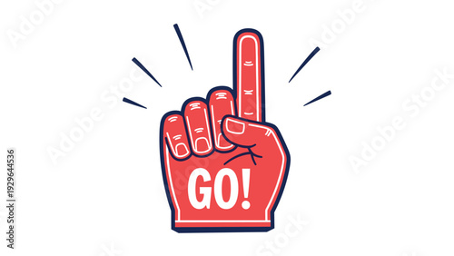 Patriotic red foam finger pointing upwards with the word go on it serves as a classic symbol of sports fan support and excitement.