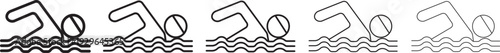 Swimmer icon vector outline set. Minimal swimmer pictogram for pool, sea and beach activities.