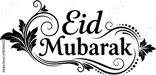 Happy Eid Fitri greeting with mosque silhouette and crescent moon for Islamic religious celebrations, Ramadan Kareem, and spiritual festive holiday backgrounds,