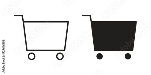 Shopping trolley icons In Trendy Design Vector Eps 10, Editable Stroke and solid flat.