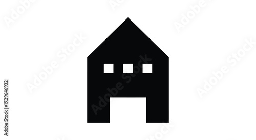 A stark minimalist depiction of a house shape defined by clean lines and a solid black form silhouette