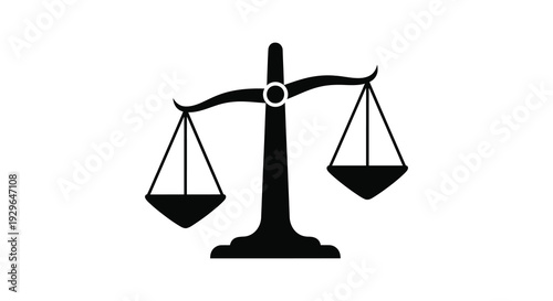 A stark black and white illustration depicting scales of justice symbolizing balance and legal decision making silhouette high quality professional