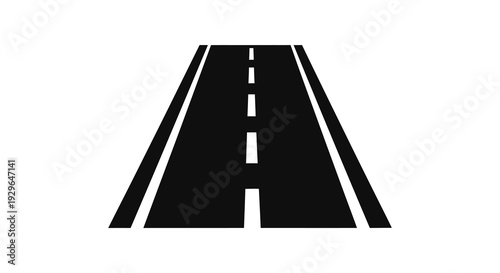 A stark black road stretches into the distance depicted as a bold graphic silhouette high quality professional detailed modern