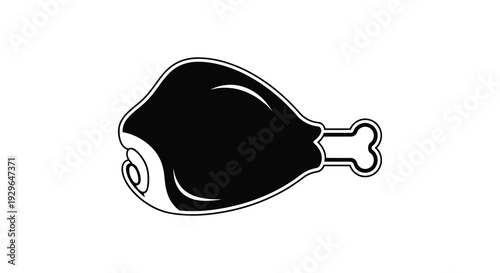 A stark black and white illustration depicts a drumstick showcasing its shape and texture as a silhouette high quality