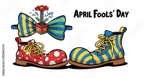 Colorful shoes and bow tie for april fools' day celebration