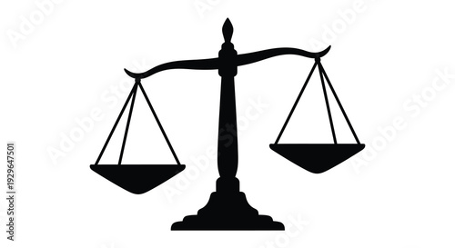 A stark black depiction of scales of justice symbolizing balance and impartiality presented as a silhouette high quality professional