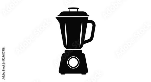 A stark black silhouette of a modern kitchen blender against a white background highlighting its functional design silhouette