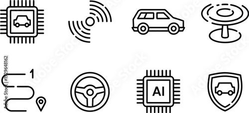Autonomous vehicle technology icons