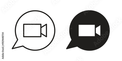 Video chat icons In Trendy Design Vector Eps 10, Editable Stroke and solid flat.