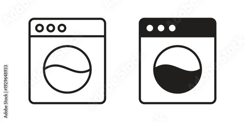 Washing machine icons In Trendy Design Vector Eps 10, Editable Stroke and solid flat.