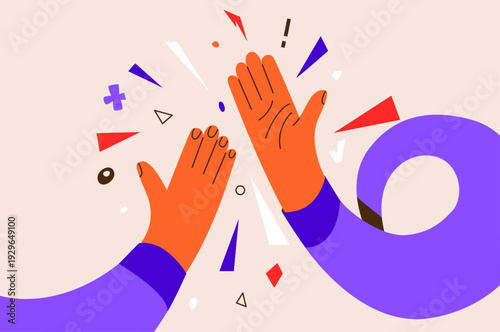 Картината върху платно High five vector illustration background