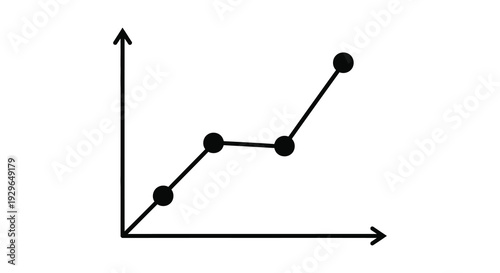 A simple black line graph displays upward trends with several data points rendered as a stark silhouette high quality