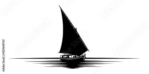 Nile River Felucca Sailing Silhouette Scene