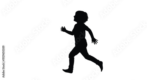 Animated child silhouette running and playing cheerfully, a vibrant vector graphic illustration design