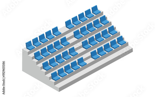 Stadium seating with blue chairs sports vector illustration.
