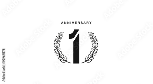 Anniversary logo design with laurel wreath and number one symbol.