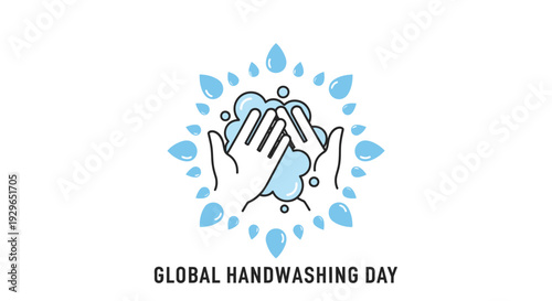 Global Handwashing Day illustration with soap and water.