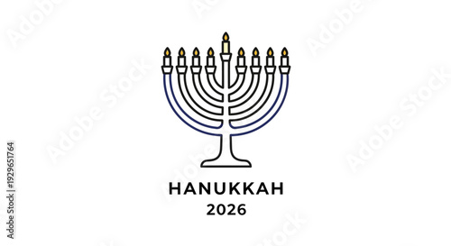 Hanukkah Menorah Illustration with Candles for Jewish Holiday 2026.