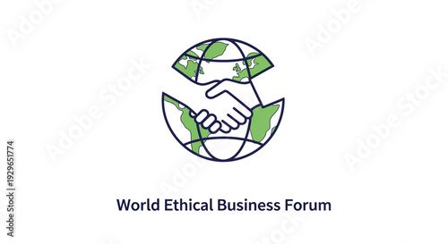 World Ethical Business Forum logo with handshake and globe.