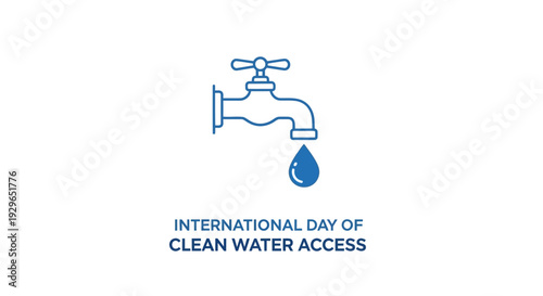International Day of Clean Water Access illustration with faucet and water drop.