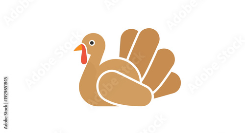 Simple illustration of a cartoon turkey on white background.