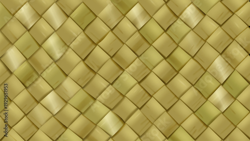 Woven Young Coconut Leaves Ketupat Background, Vector Illustration