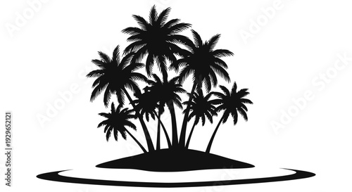 Serene tropical island with palm trees surrounded by calm waters creating a peaceful atmosphere perfect for relaxation and tranquility.