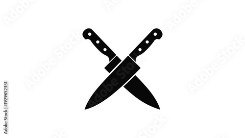 crossed chef knives icon silhouette isolated kitchen cutlery symbol for cooking culinary restaurant and food preparation illustration