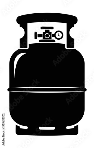 Black propane tank silhouette against a white background showcasing a simple gas cylinder design for various industrial and household applications efficiently