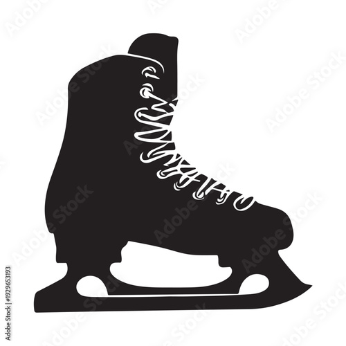 Black ice skate silhouette figure skate white 