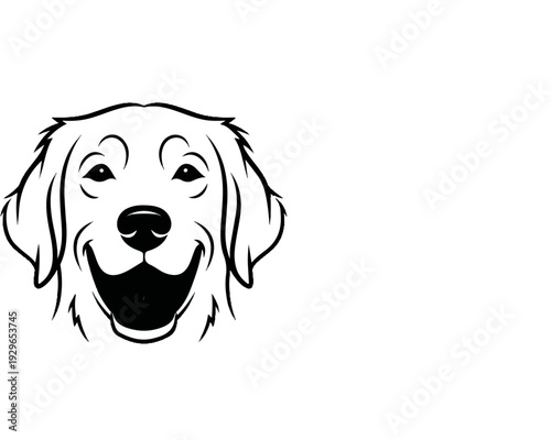 A smiling dog's black and white face looks forward happily