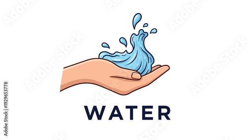Human hand gently holding a clean blue water splash illustrating concepts of nature preservation, purity, and environmental care.