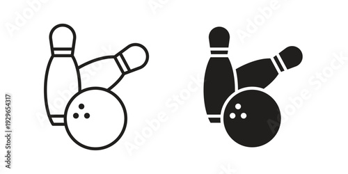 Bowling icons collection glyph and mixed vector Illustrations