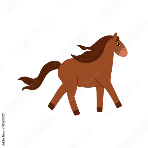 Vászonkép Happy running brown horse