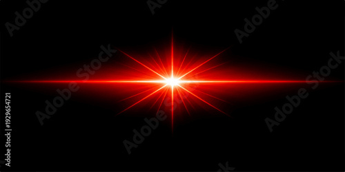Bright Red Horizontal Light Flare with Intense Radiant Glow Effect